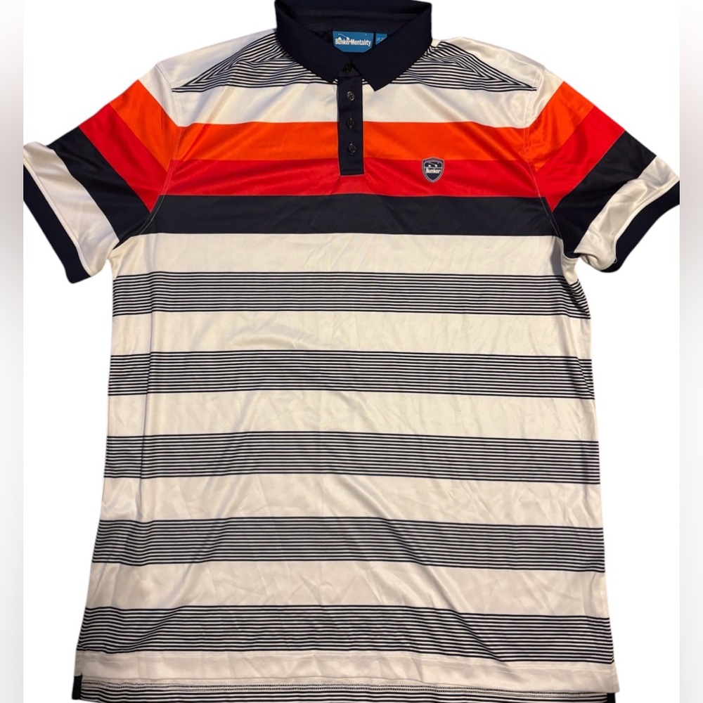 Bunker Mentality Golf Polo Shirt Red Navy White Stripe  size XL